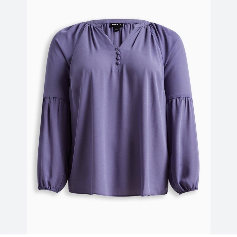 Torrid Purple Georgette Puff Sleeve Peasant Blouse Size 4X